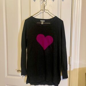Neiman Marcus Charcoal Sweater with Pink Heart